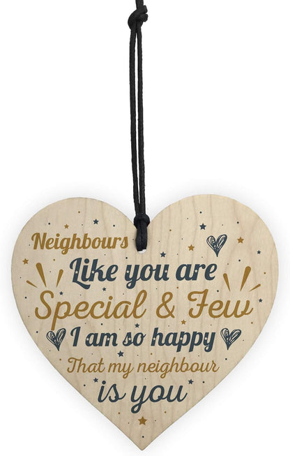 Thank You Neighbour Gift Handmade Wooden Hanging Heart Plaque Friendship Friend Home Gift Sign
