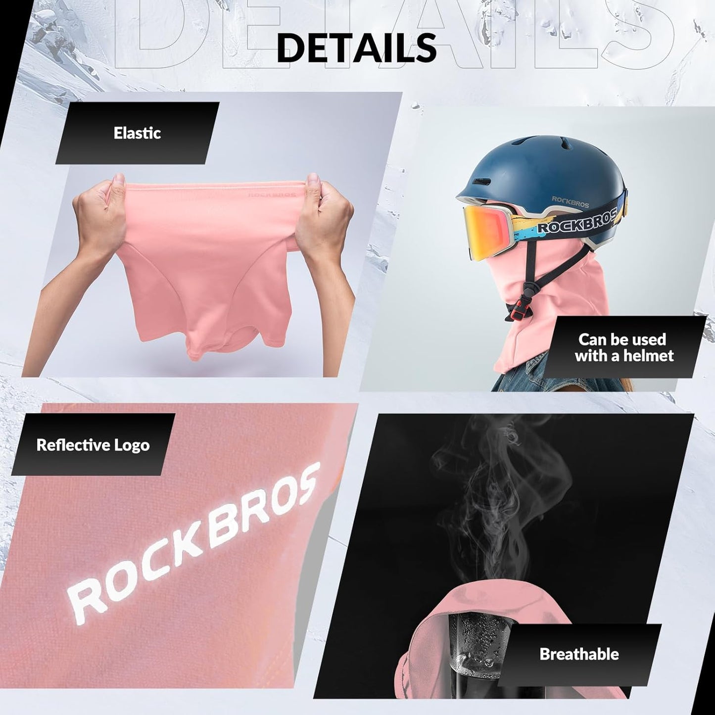 Ski Mask Cycling Balaclava Windproof, Thermal Neck Gaiter Soft Full-Mask Polar Fleece Headwear 4 Colors for Autumn Winter Skating, Skiing, Running, Cycling