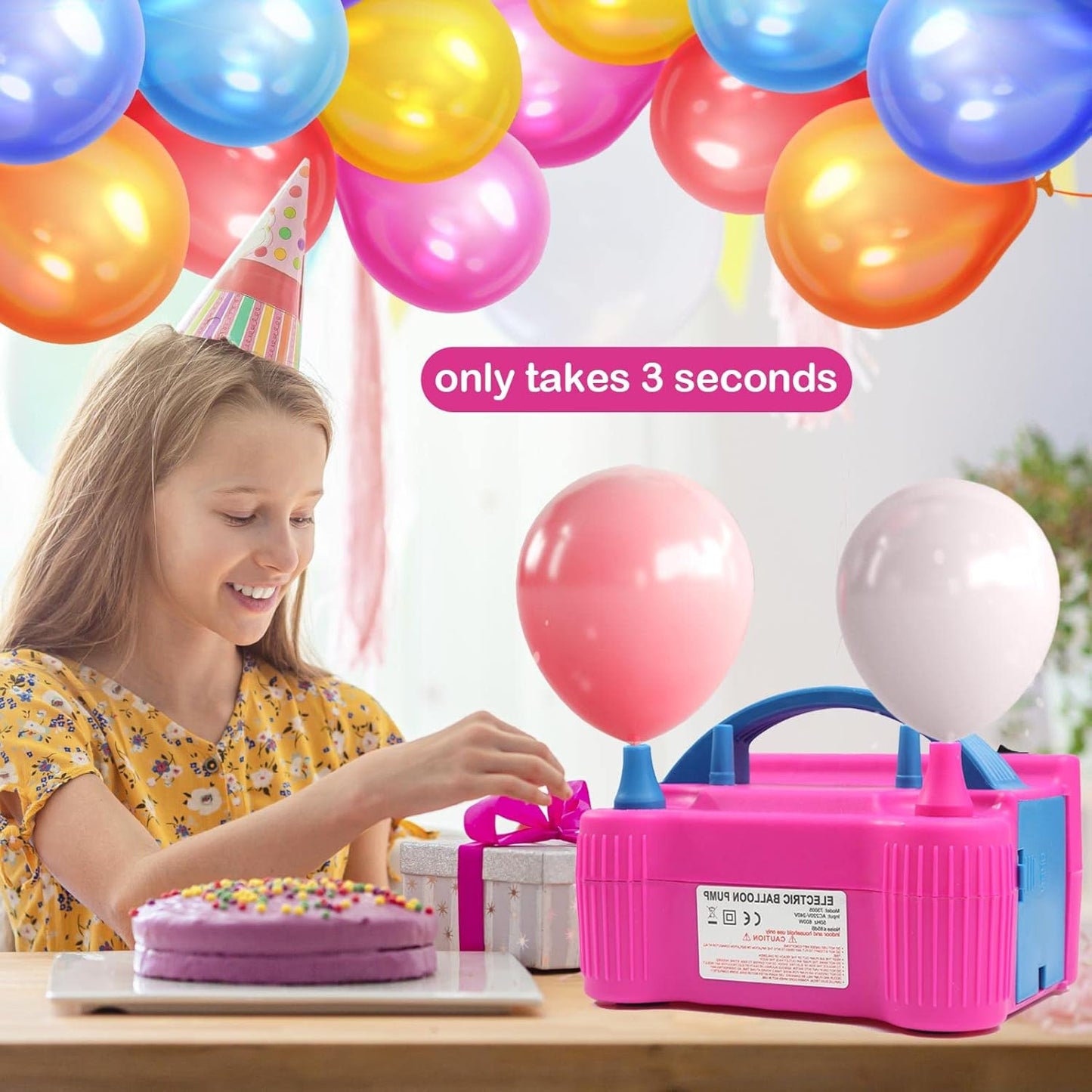 Electric Balloon Pump, Portable Dual Nozzle High Power (AC220-240V 600W) Balloon Inflator Blower Pump for Party, Wedding, Birthday, Activities and Festival Decoration