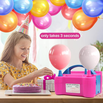 Electric Balloon Pump, Portable Dual Nozzle High Power (AC220-240V 600W) Balloon Inflator Blower Pump for Party, Wedding, Birthday, Activities and Festival Decoration