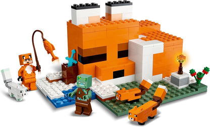21178 Minecraft the Fox Lodge House, Animal Toys, Birthday Gifts for Kids, Boys and Girls Age 8 plus Years Old, with Drowned Zombie Figure