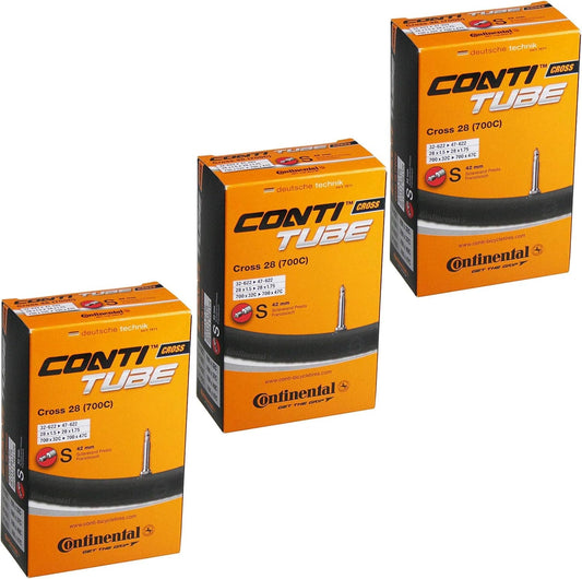 Cross 28 700 X 32-42C Bike Inner Tubes - Presta 42Mm Valve (Pack of 3), Black