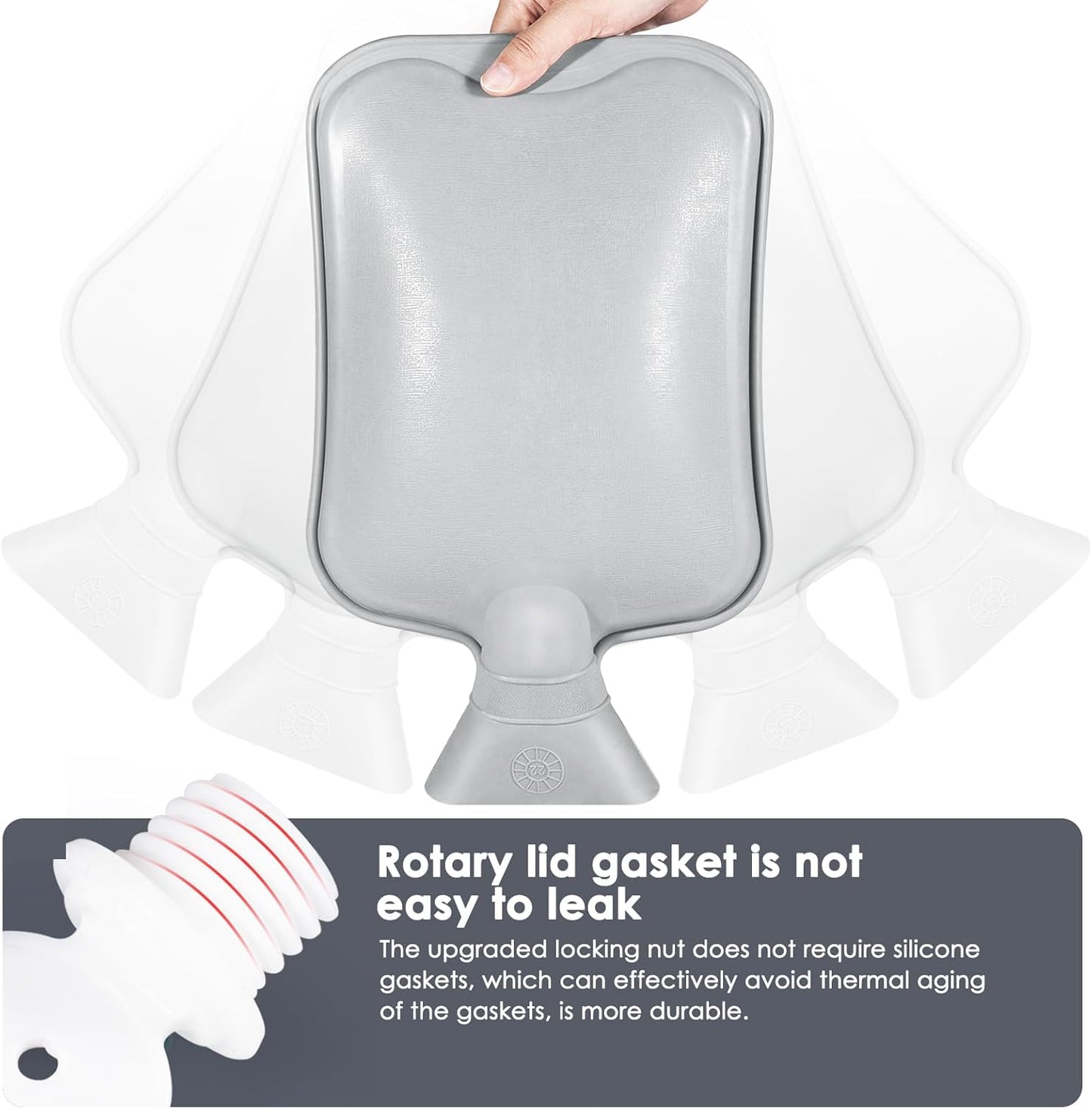 Hot Water Bottle with Luxury Cosy Faux Fur Cover,2L Leakproof Large Hot Water Bag for Neck,Shoulder,Hand Feet Warmer,Ideal for Women,Men(Grey)