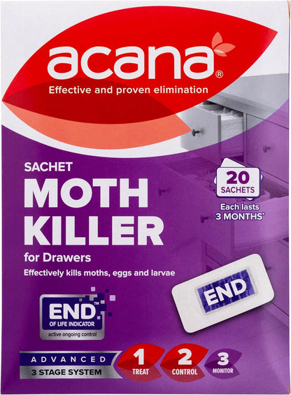 Sachet Moth Killer 20 Pack- for Drawers & Storage- Protects Clothing & Bedding- Lasts 3 Months