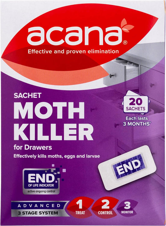 Sachet Moth Killer 20 Pack- for Drawers & Storage- Protects Clothing & Bedding- Lasts 3 Months