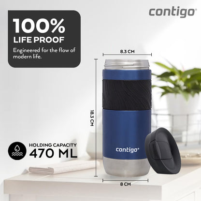Byron Snapseal Travel Mug | Stainless Steel Thermal Mug | Vacuum Flask | Leakproof Tumbler | Coffee to Go Mug with BPA Free Easy-Clean Lid