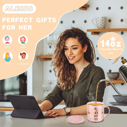 40Th Birthday Gifts for Women, Pink Birthday Gifts for Her, Aged to Perfection - Happy 40Th Birthday Mug Printed with Gold, 12Oz Ceramic Coffee Cup for 40Th Bday Women Friend, Wife, Sister, Gift Boxed