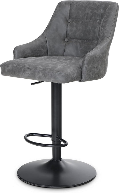 Height Adjustable Rotating Bar Stool, Bar Chair Counter Stool, PU Leather with Backrest and Footrest, Hugging Feeling Counter Stool for Kitchen, Cafe, Office