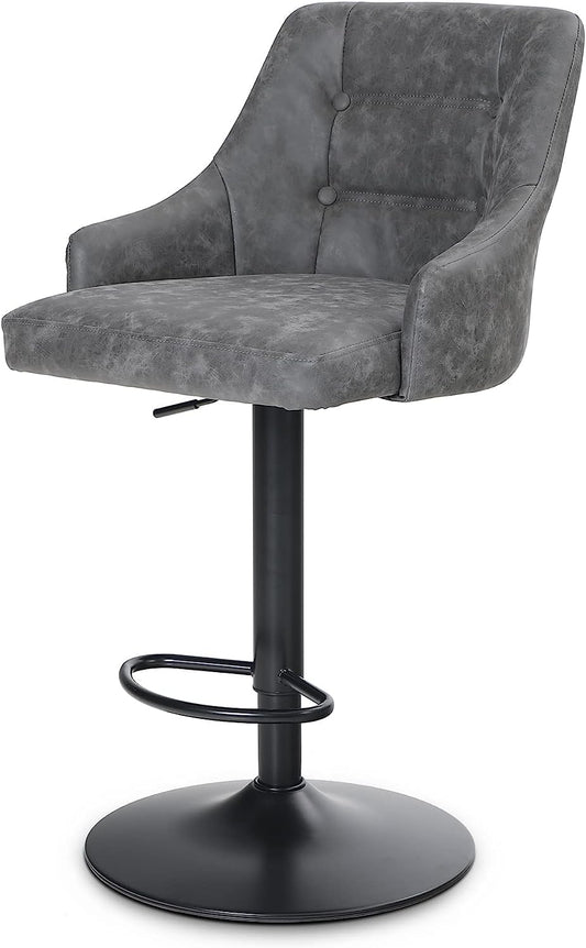 Height Adjustable Rotating Bar Stool, Bar Chair Counter Stool, PU Leather with Backrest and Footrest, Hugging Feeling Counter Stool for Kitchen, Cafe, Office