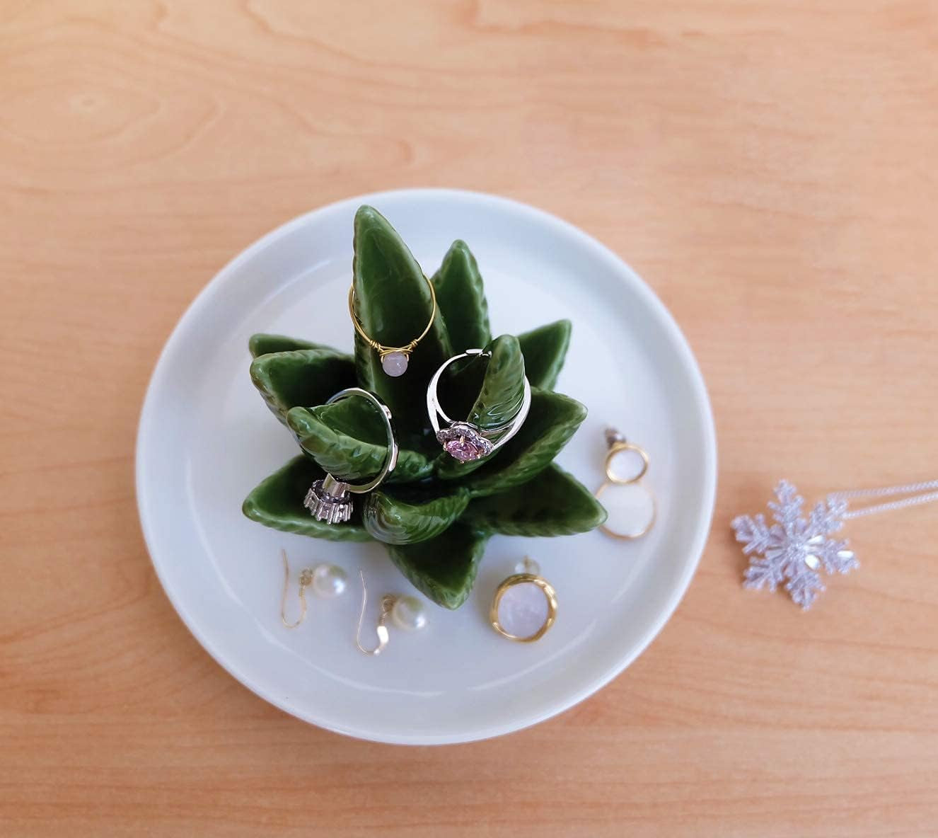 Cactus Ring Holder Aloe Jewellery Stand Trinket Tray Gifts for Women, Birthday Valentine Gifts for Her, Christmas Housewarming Gifts for Friend Aunt Sister