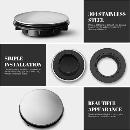 Sink Hole Cover Sink Tap Hole Plate Stopper Cover Blanking Metal Plug, 2Pack (Installing Hole for 31-40Mm)