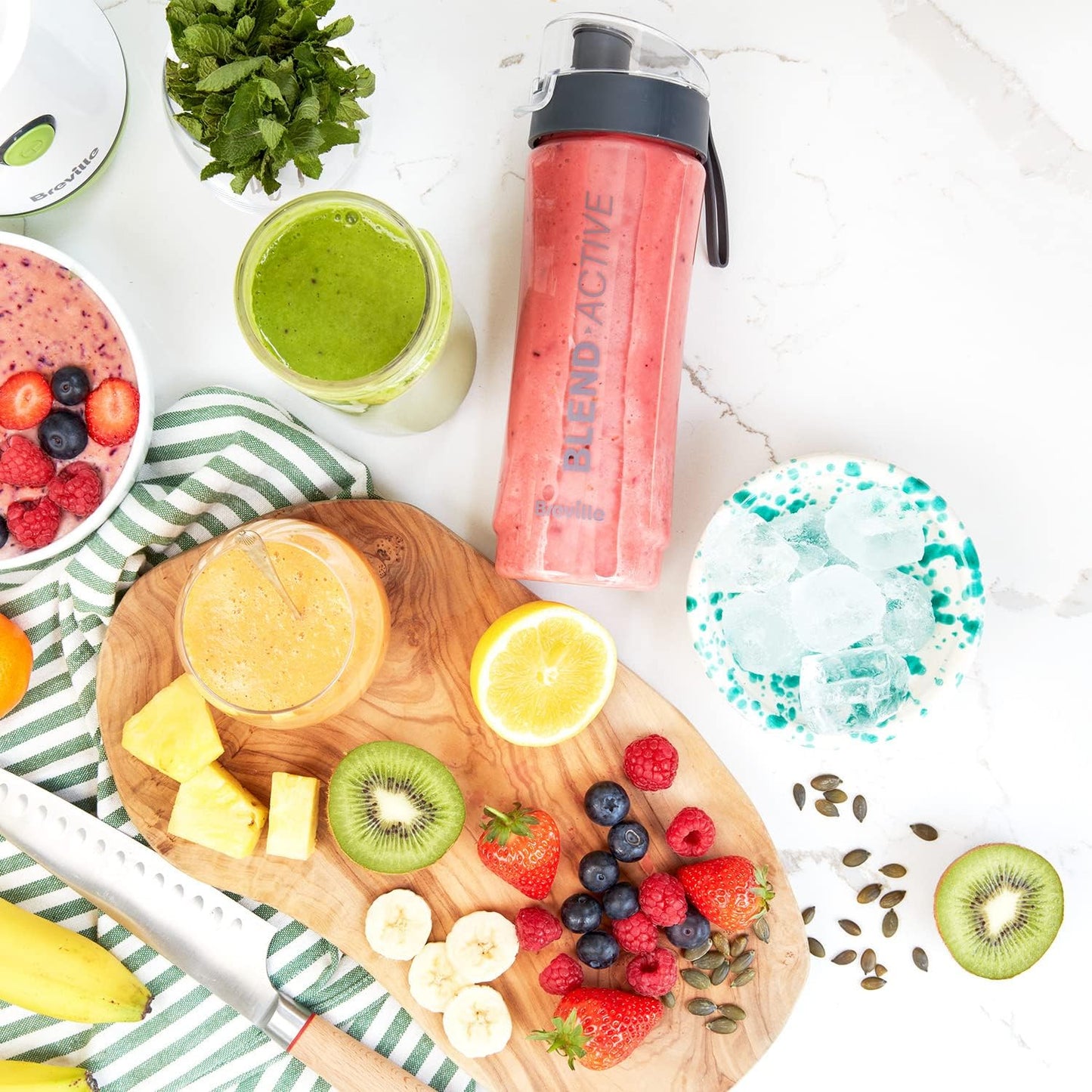 Blend Active Bottle (600Ml) | Clear Smoothie Bottle | Leak Proof | Grey Lid [VBL247]