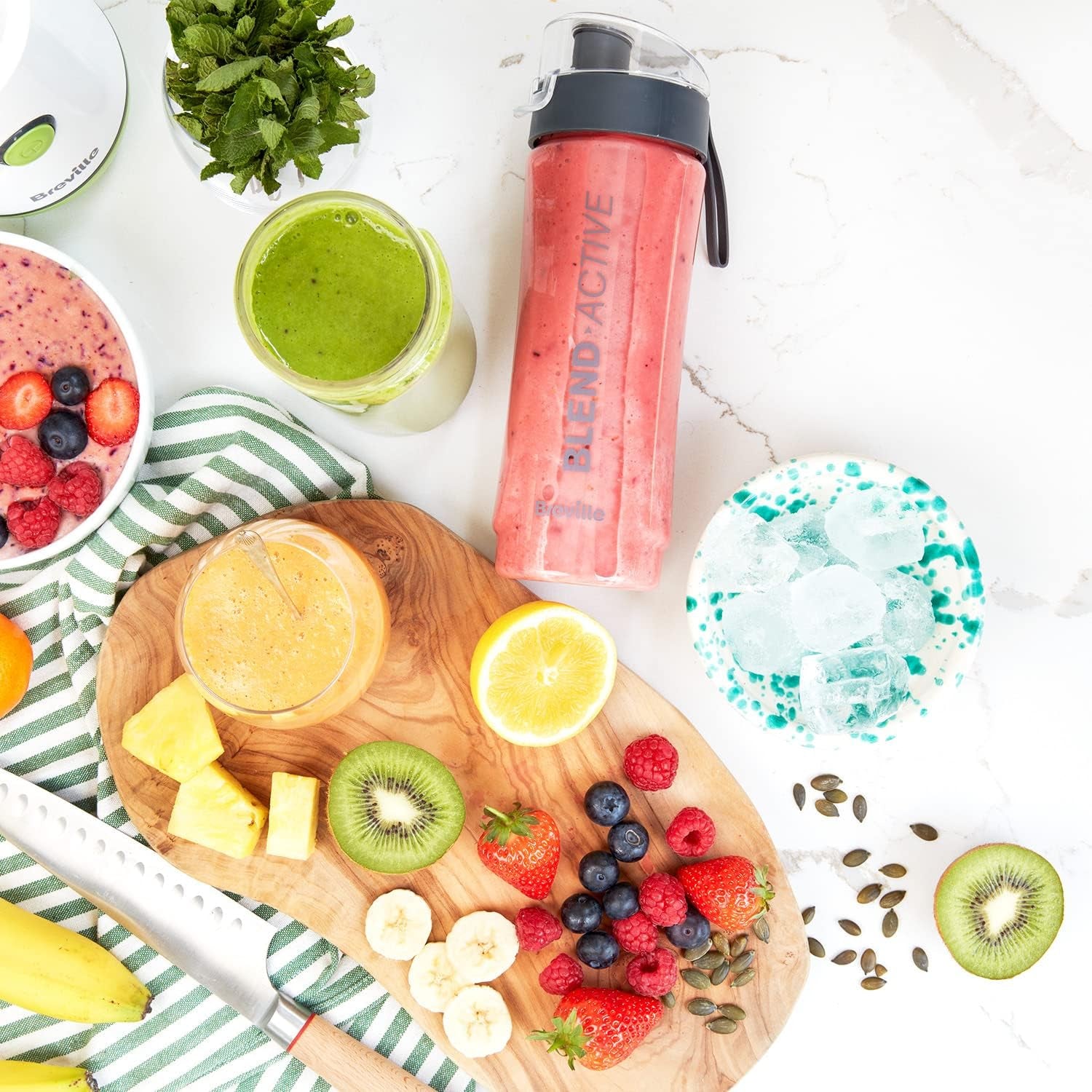 Blend Active Bottle (600Ml) | Clear Smoothie Bottle | Leak Proof | Grey Lid [VBL247]