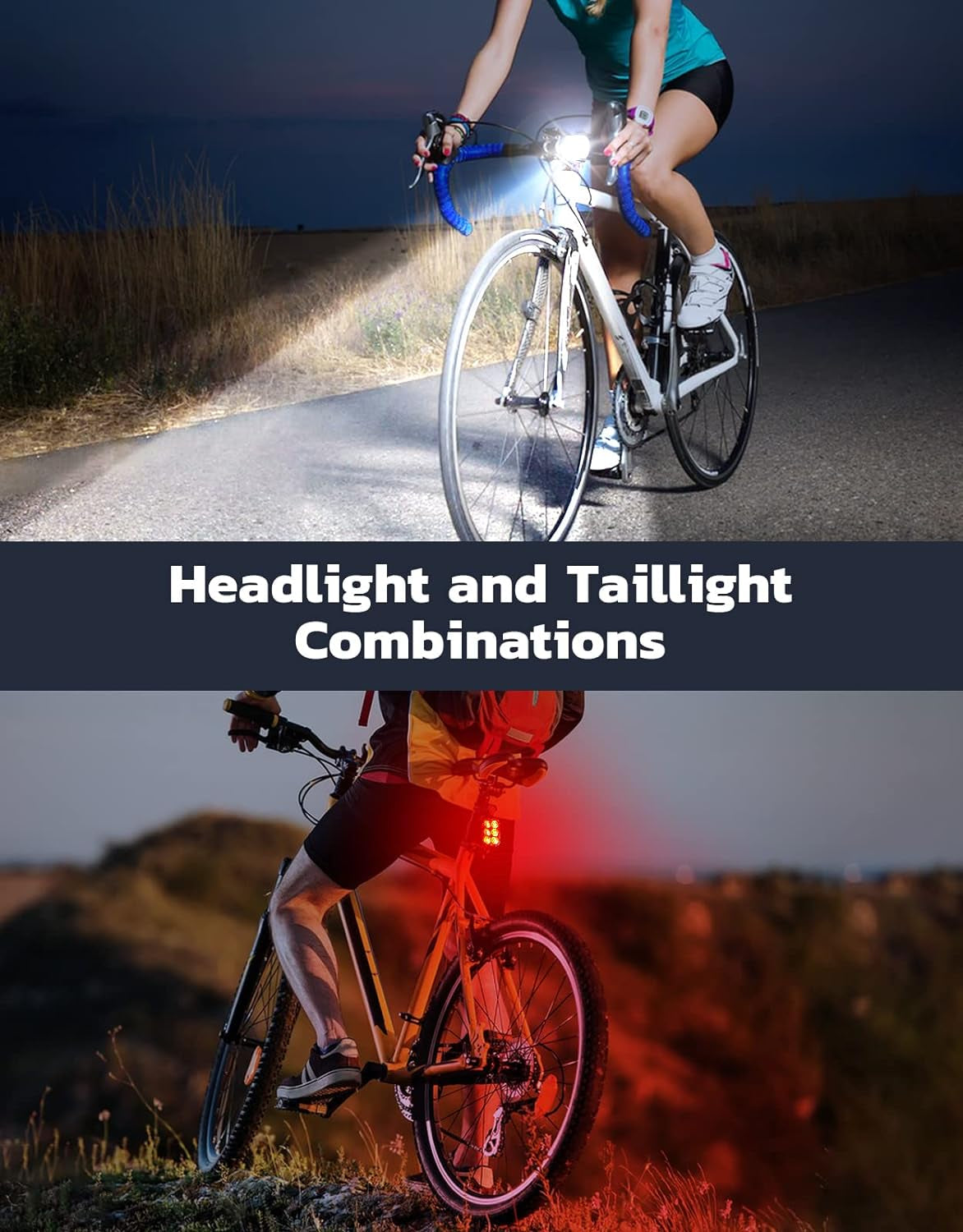Bike Lights Ultra Slim, Rechargeable Bicycle Lights Front and Rear, 4+6 Modes Bike Light, Waterproof IP65 Cycle Lights for Road Safety, 1.5 Hrs Fast Charging Bike Light Cycling Headlights Set