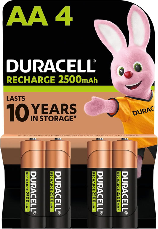 Rechargeable AA Batteries (Pack of 4), 2500 Mah Nimh, Pre-Charged, Our No.1 Longest Lasting Rechargeable Battery