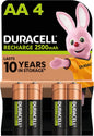 Rechargeable AA Batteries (Pack of 4), 2500 Mah Nimh, Pre-Charged, Our No.1 Longest Lasting Rechargeable Battery