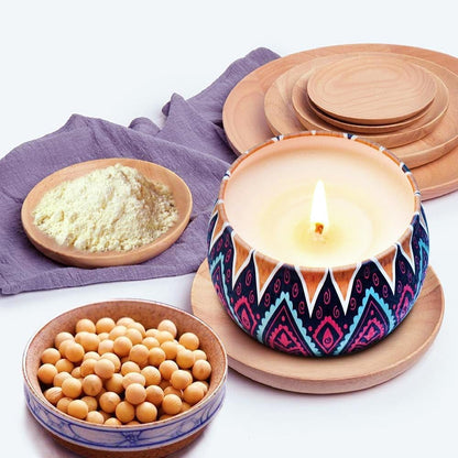 4 Scented Candles Gift Set, Aromatherapy Candle,Natural Soy Wax, Long Burning, for Christmas, Valentine'S, Mother'S Day, Gift Wrapping Lemon, Lavender, Fig, Rose Candles, 500G
