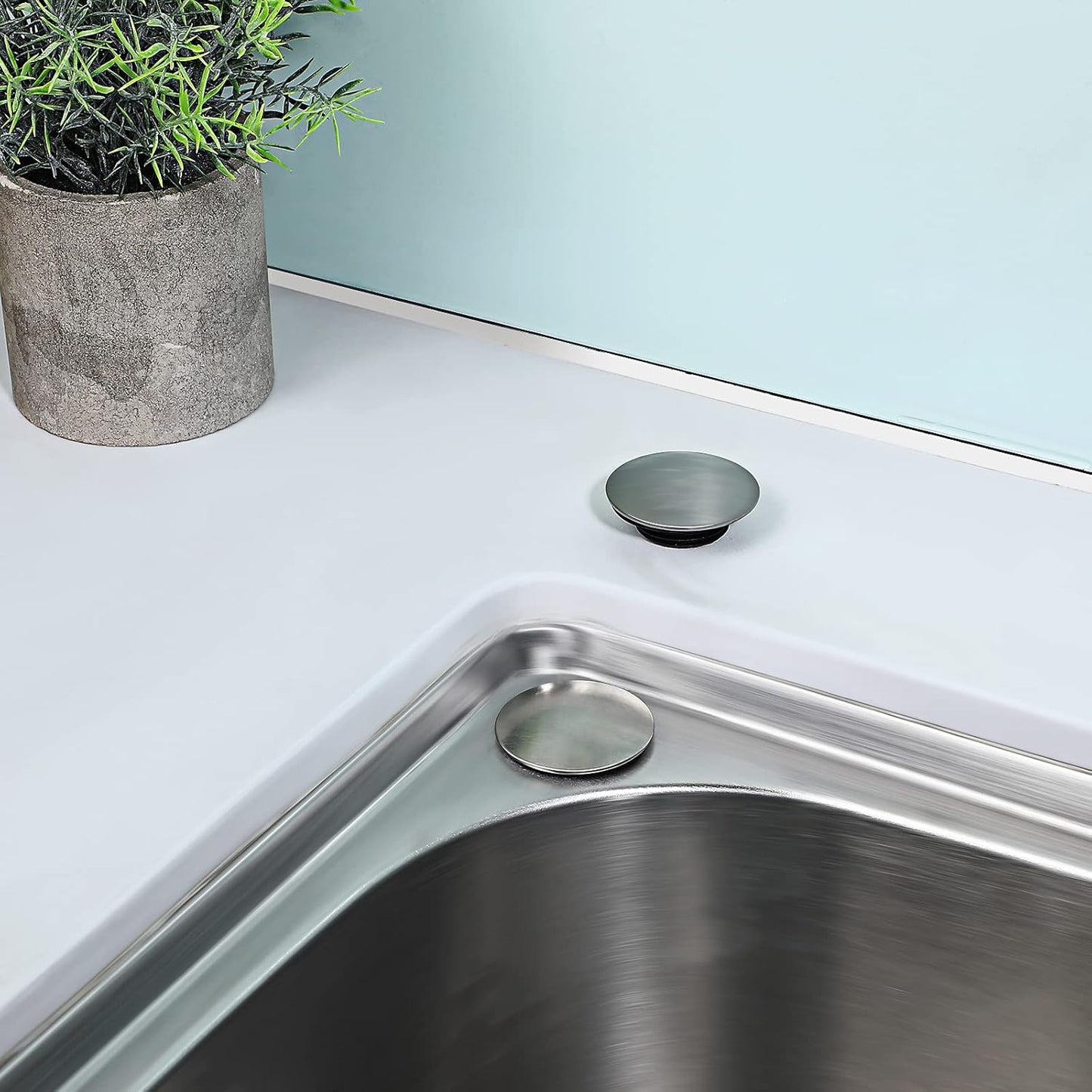 Sink Hole Cover Sink Tap Hole Plate Stopper Cover Blanking Metal Plug, 2Pack (Installing Hole for 31-40Mm)