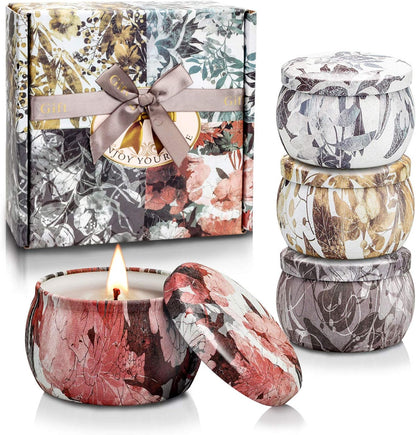 4 Pack Scented Candles Gifts for Women,  Aromatherapy Candles for Home Scented, 120H Burning Soy Wax Portable Travel Tin Ideal Candle Gift for Birthday, Valentine'S Day, Mother'S Day, Bath, Yoga