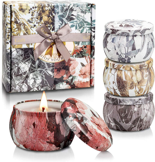 4 Pack Scented Candles Gifts for Women,  Aromatherapy Candles for Home Scented, 120H Burning Soy Wax Portable Travel Tin Ideal Candle Gift for Birthday, Valentine'S Day, Mother'S Day, Bath, Yoga