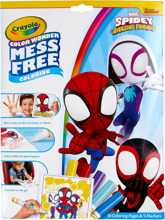 Color Wonder - Marvel Spidey and His Amazing Friends Mess-Free Colouring Book (Includes 18 Spider Man Colouring Pages & 5 Magic Color Wonder Markers)