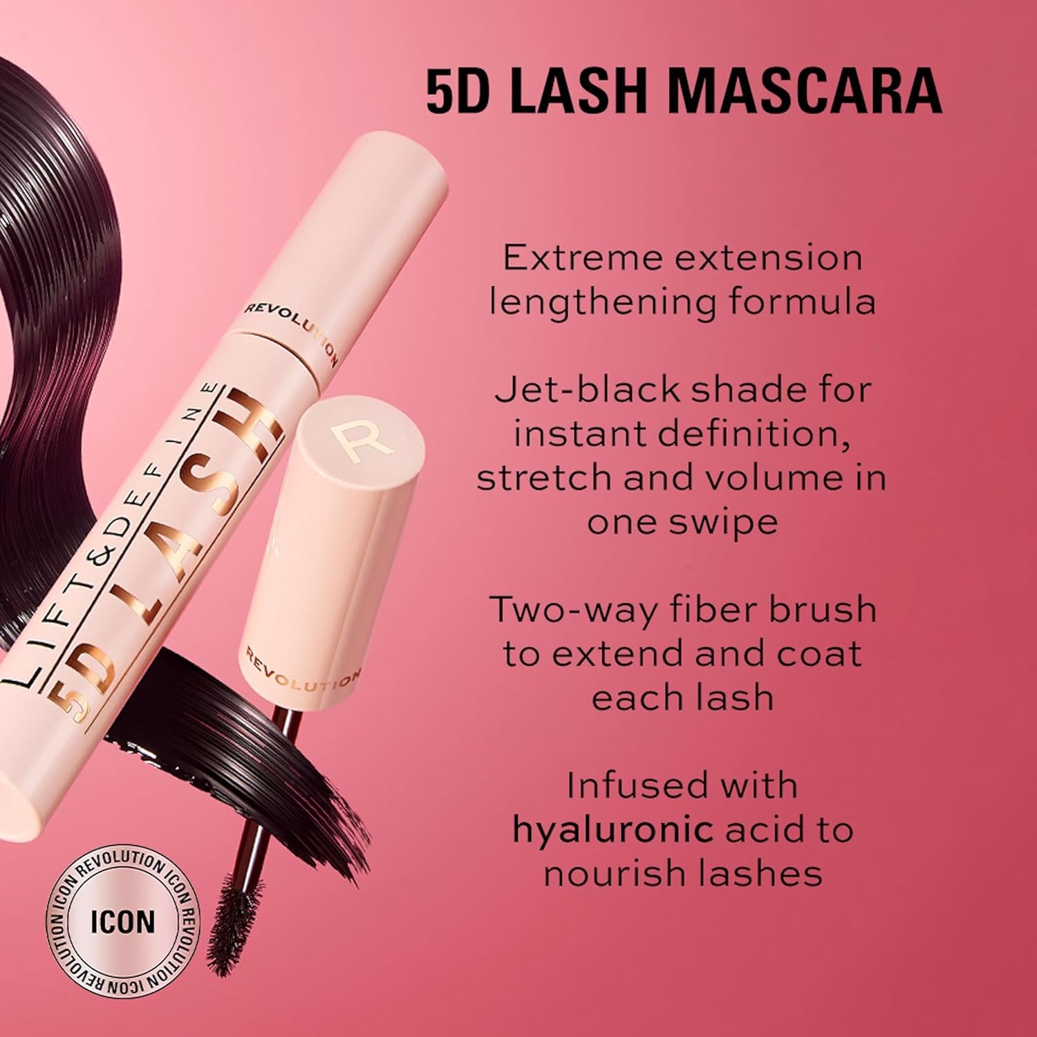 Revolution Beauty London 5D Lash Mascara, Add Volume, Impact and Length, Black, 8G