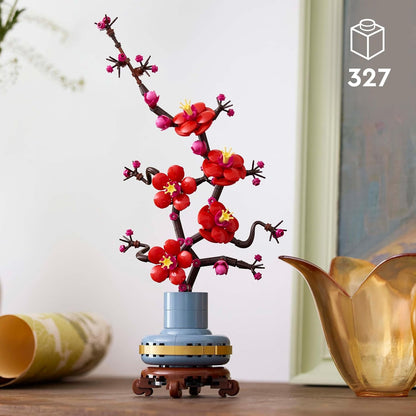 Botanicals Plum Blossom Set for Adults - Artificial Flowers for Indoor Incl. a Buildable Flowerpot - Home Office Decor Display Piece - Valentine'S Treat for Women and Men - 10369