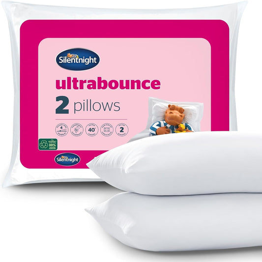 Ultrabounce Pillows 2 Pack – Soft Medium Support Comfortable Bouncy Pillows for Stomach, Back and Side Sleepers – Machine Washable and Hypoallergenic Bed Pillows – Pack of 2