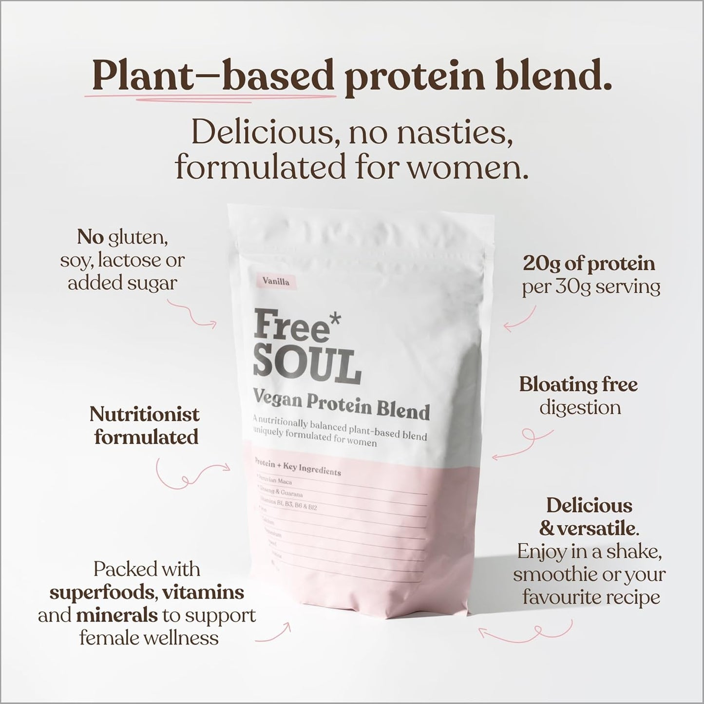 Vegan Protein Powder – Formulated for Women – 600G – 20G Protein with Added Nutrients – Gluten & Soy Free Plant Based Nutrition Shake – Pea and Hemp Isolate Protein (Vanilla)