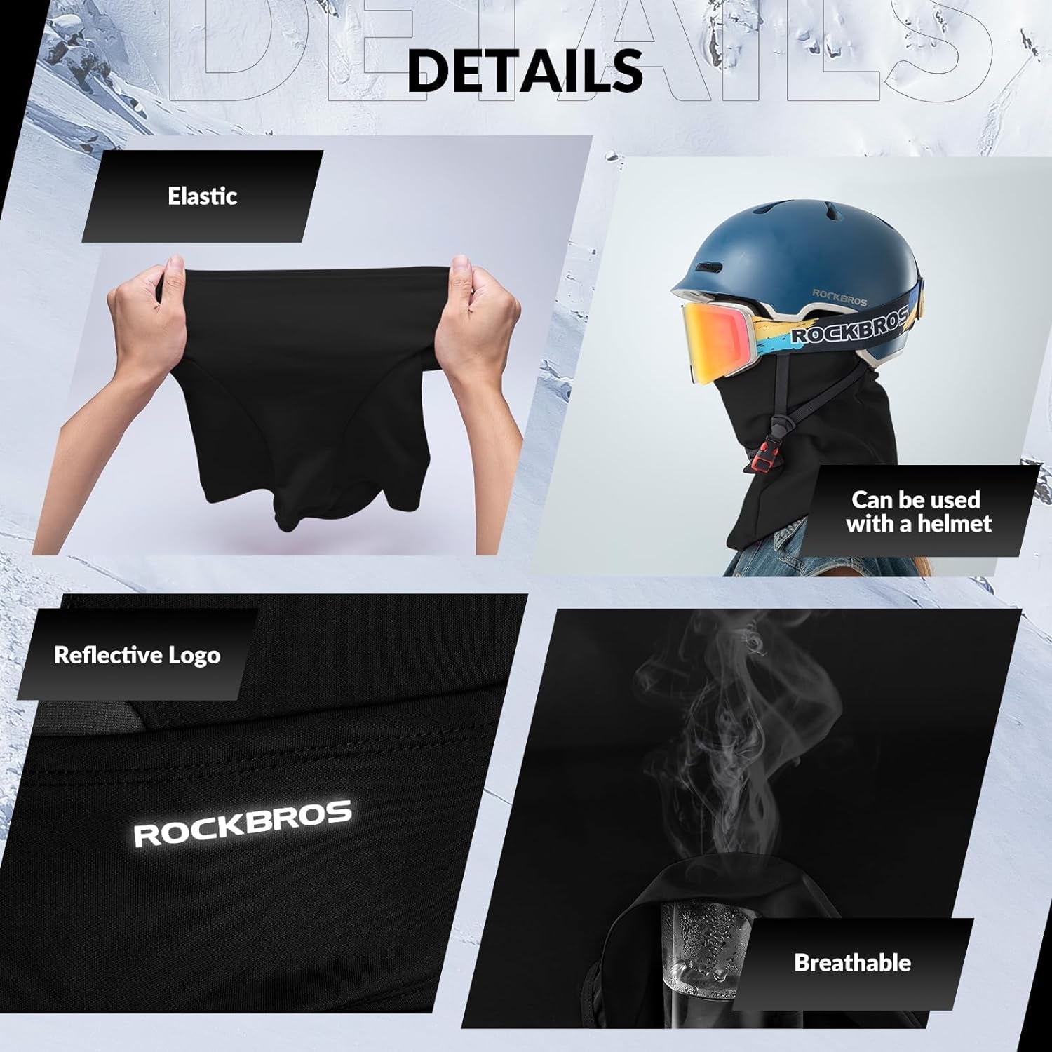 Ski Mask Cycling Balaclava Windproof, Thermal Neck Gaiter Soft Full-Mask Polar Fleece Headwear 4 Colors for Autumn Winter Skating, Skiing, Running, Cycling
