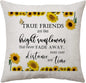 Sunflower Quotes Gift for Best Friends Women Cushion Cover Throw Pillow Cover Presents for Best Friends Friendship Pillowcase Birthday Graduation Gifts (True Friends)