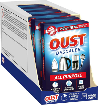 Powerful All Purpose Descaler, New Formula, Limescale Remover – Ideal for Kettles, Coffee Machines, Irons and Shower Heads, 3 Sachets X 6 (18 Sachets Total)