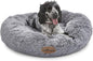 Donut Calming Dog Bed – Calming Dog Cat Pet Bed Anxiety Relief Soft Fluffy Doughnut Pillow – Easy Clean Machine Washable Luxury Plush Dog Pillow Basket – 85 Cm – Grey