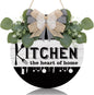 Kitchen Wooden Hanging Signs Rustic Wood Sign for Home Kitchen Decor round Wood Hanging Sign with Ribbon Bow and Artificial Green Leaves Farmhouse Style Wall Art for Kitchen Home Art Decor