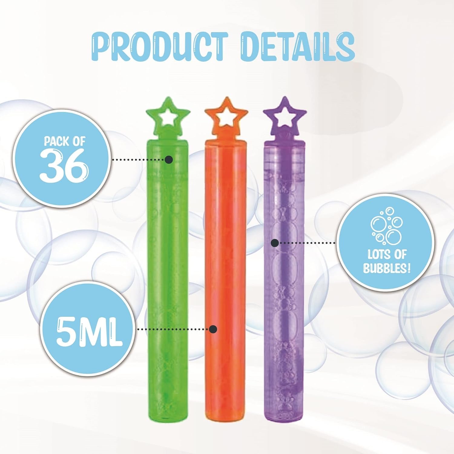 36-Pack Bubble Tubes Party Bag Fillers - Fun and Colorful Toy Bubble Tubes for Kids - Ideal Wedding Favors, Party Favors, Loot Bag and Stocking Fillers