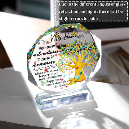 5.3" Crystal Housewarming Gifts Plaque for Couples Sweet New Home Ideas for Friends Glass House Warming Ornament Keepsake for Daughter Newlyweds Christmas New Year Decor