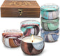 Natural Soy Wax Candle 6 Pack,Wood Candle Box,Womens Gift Sets,Scented Candles Gift Box,Candle Sets for Women Gifts,House Warming Gifts New Home,Candle Gift Set,Candles Gifts for Women