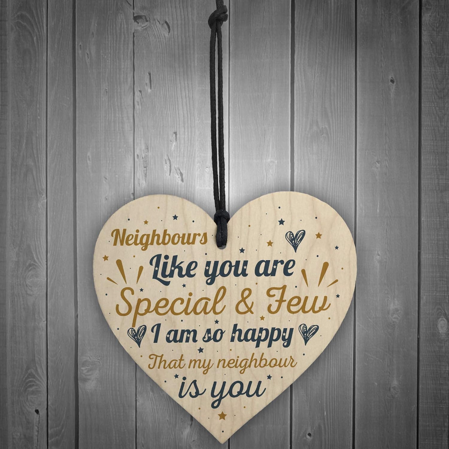 Thank You Neighbour Gift Handmade Wooden Hanging Heart Plaque Friendship Friend Home Gift Sign