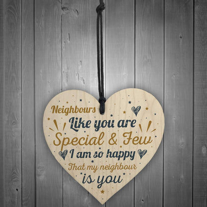 Thank You Neighbour Gift Handmade Wooden Hanging Heart Plaque Friendship Friend Home Gift Sign