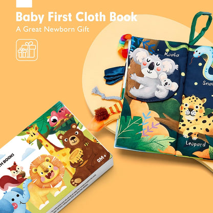 Baby Book Baby Toys Jungle Tails Sensory Books for Babies Touch and Feel Soft Books, Crinkle Paper Baby Essentials for Newborn Infants Toys, Newborn Gifts for 0 3 6 12 Months Boys Girls