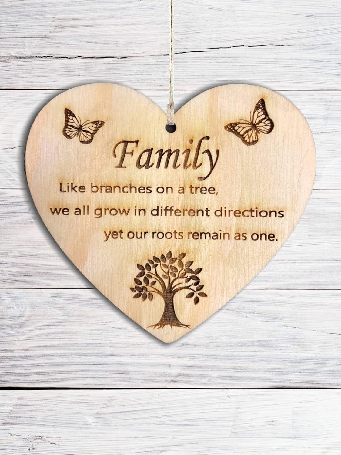 Family Plaque Wooden Hanging Heart Gift for Family Members Heart Wooden Sign Friendship Robin Memory Quote FBA
