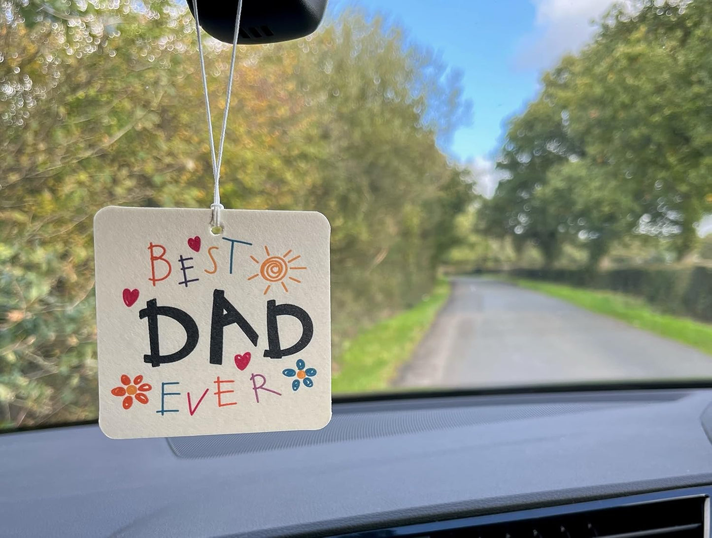 Square Air Freshener with Best Dad Ever Message - Unique, Fun Birthday Gift for Him - Car and Home - Made in UK (1)