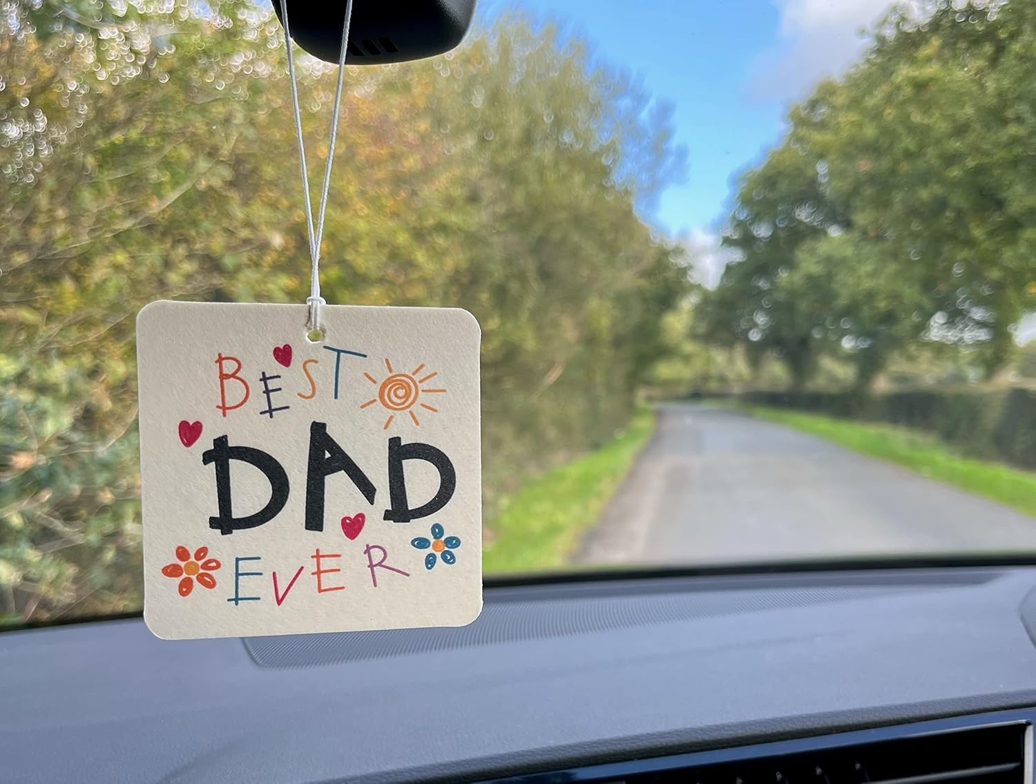 Square Air Freshener with Best Dad Ever Message - Unique, Fun Birthday Gift for Him - Car and Home - Made in UK (1)