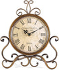 Table Clocks 28 Cm Height Silent Non Ticking Roman Retro Art Desk Clock for Living Room Bedroom Office(Copper)