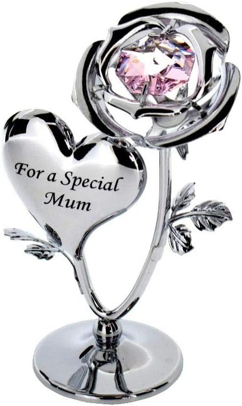 Crystal Ornament Gift Set Made with Swarovski Crystals Strass Rose Flower (For a Special Mum)