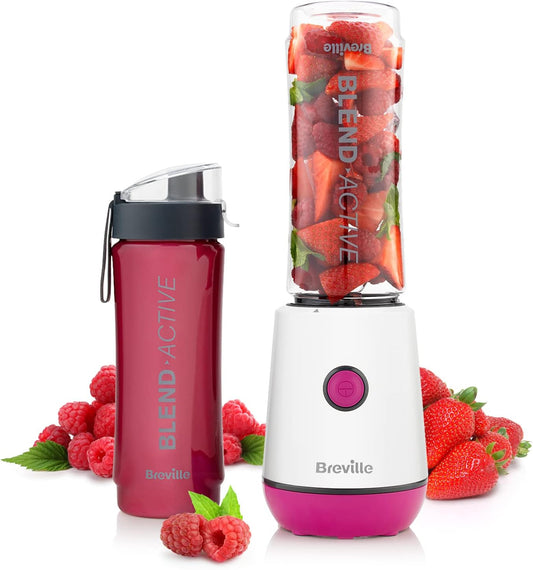 Blend Active Personal Blender & Smoothie Maker | 350W | 2 Portable Blend Active Bottles (600Ml) | Leak Proof Lids | White & Pink [VBL248]