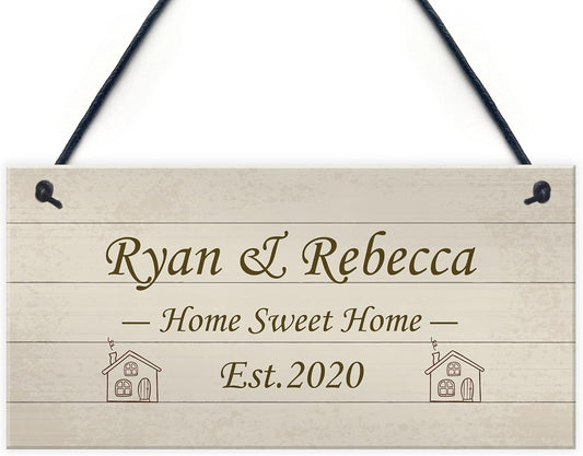 Home Sweet Home Sign PERSONALISED Welcome New Home Gift for Friend