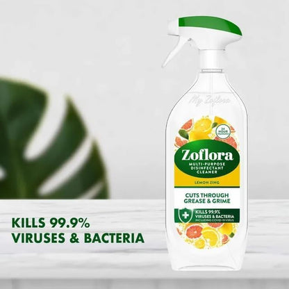 Lemon Zing Multipurpose Disinfectant Spray, Antibacterial Multi-Surface Cleaner, Pet-Friendly, Kills 99,9% of Bacteria & Viruses, 1 X 800Ml