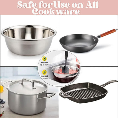 Meat Chopper, Ground Beef Masher with 5-Blade Head, Versatile High-Temp Heat-Resistant Hamburger Mince Masher, Non-Stick Mince Meat Masher for Hamburger Meat, Beef, Nylon Utensil Cookware