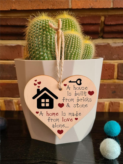 Handmade Wooden Hanging Heart Plaque Gift for New Home Perfect House Warming Present
